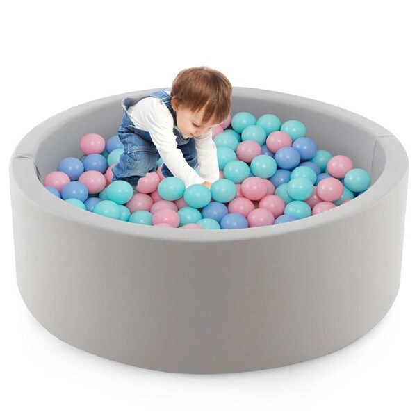 Babyjoy Ball Pit Pool Foam Ball Pit Soft Round Ball Pit w/Ocean Ball & Storage Bag Pink
