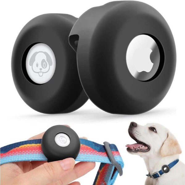 Air Tags-2 Pack Airtag Dog Collar Holder Silicone Dog AirTag Holder Anti-Lost Protective Apple Air Tag Holder for Pet Collar - Fits All Width Collars