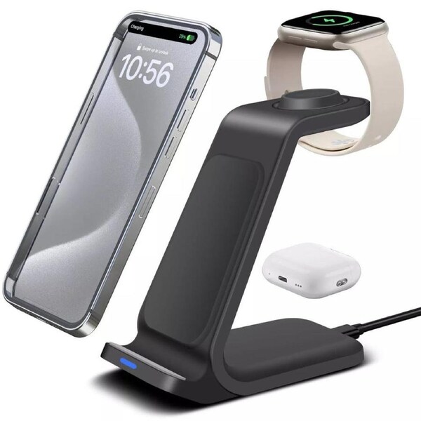 Wireless Charger Dock Charging Station 3 in 1 For Apple Watch iPhone 16 15 14 13