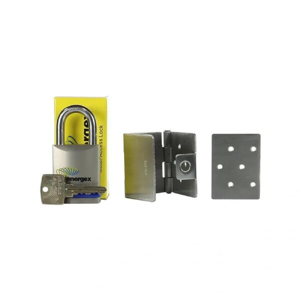 Energex EXUCK-1 - Energex Ultimate Kit Meterbox/Cabinet Clasp + Strengthening Plate + Padlock + 1 Key - Stainless Steel