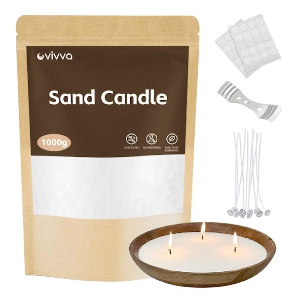 Vivva 1KG Candle Wax Sands With Wick Set Pearl Candle Wax Reusable Powder Sand Art Design DIY