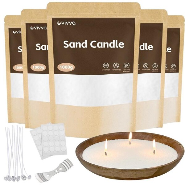 Vivva 5KG Candle Wax Sands With Wick Set Pearl Candle Wax Reusable Powder Sand Art Design DIY
