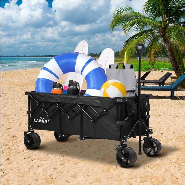 Lambu Folding Wagon Cart 300L Garden Outdoor Camping Shopping Trolley Wheels
