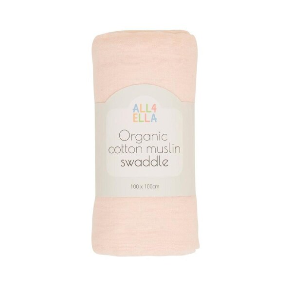 Organic cotton muslin swaddle - Baby Pink