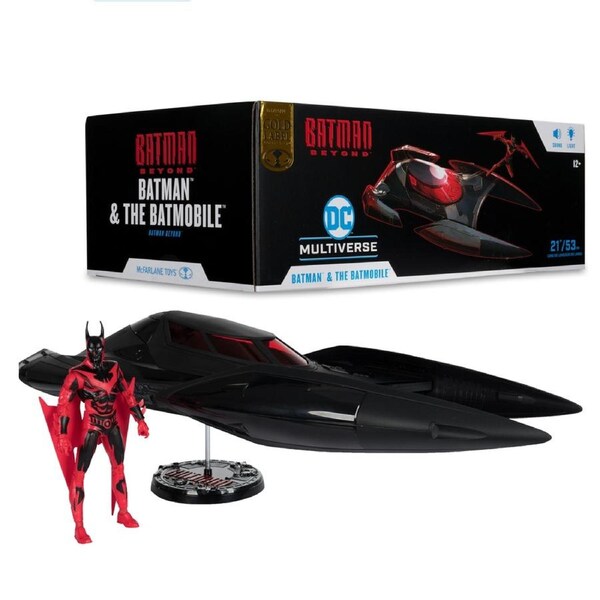 DC Multiverse Gold Label Batman Beyond Batmobile 7 inch Figure and Vehicle with Lights and Sounds