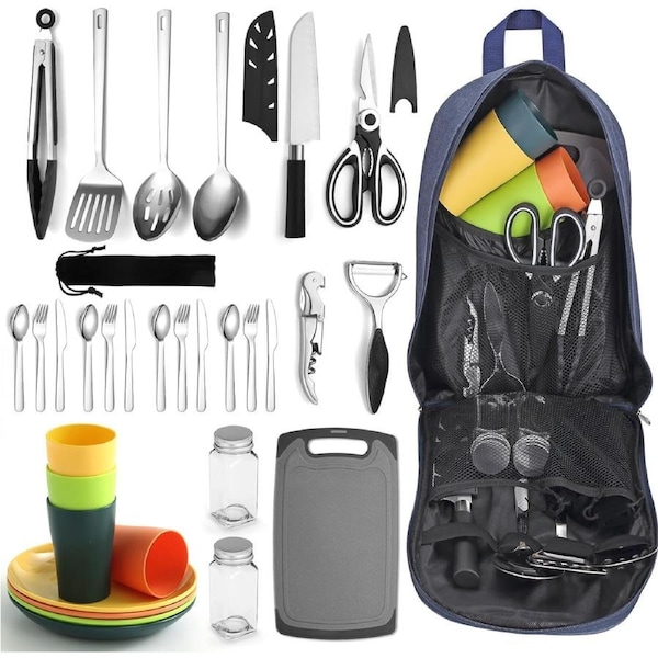 23 Pieces Cookware Kit,Portable Camping Cookware Set, Portable Outdoor Cooking and BBQ Ware for Backpacking, Hiking ?