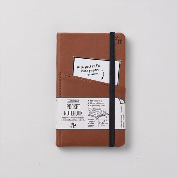 Bookaroo Pocket Notebook with Pocket A6 Lined Brown, Artico 43011