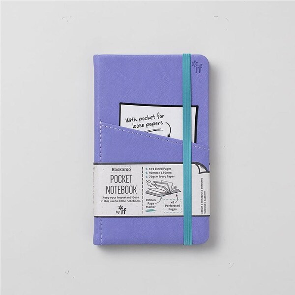Bookaroo Pocket Notebook with Pocket A6 Lined Lilac, Artico 43003