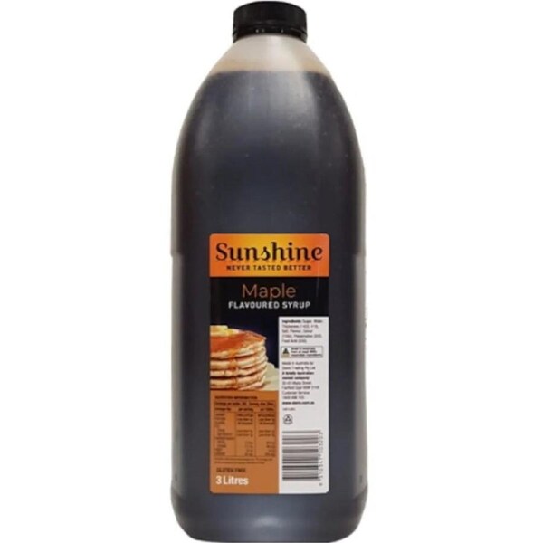 Sunshine Maple Flavoured Syrup Topping Pancakes Waffles 3L Bulk