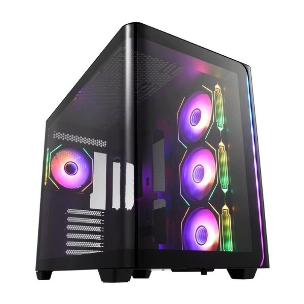 FSP M580 Curved Glass Panoramic Sea View Mid-Tower ATX Gaming Computer Case - Black [M580-BA]