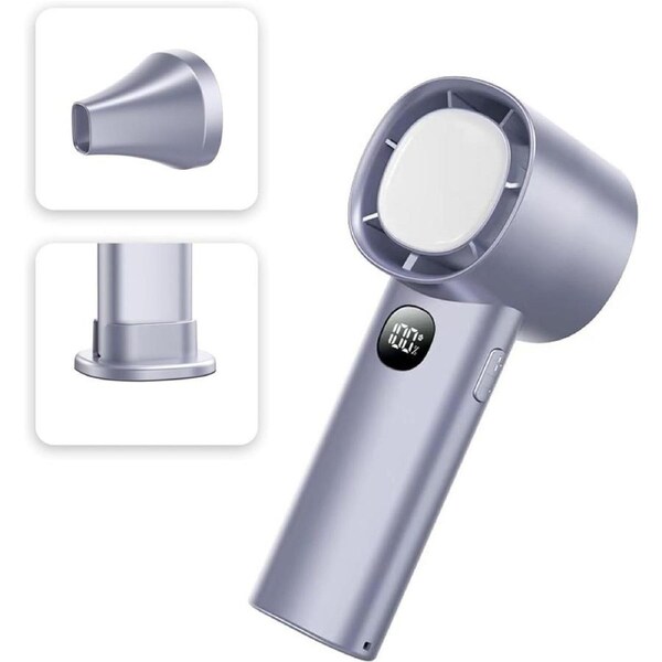 Slotlien Mini Handheld Fan with Night Light Portable Hand Fan, Small Personal Fan, 5000mAh Rechargeable Fan with Display, (1-100) Wind Speed, Light Function, Pocket Fan with Holder, Air Gathering Vent