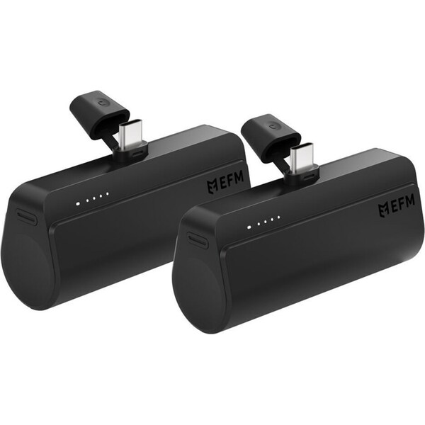 2pc EFM Power On-The-Go Battery Powerbank 5000mAh For All USB-C Devices Black