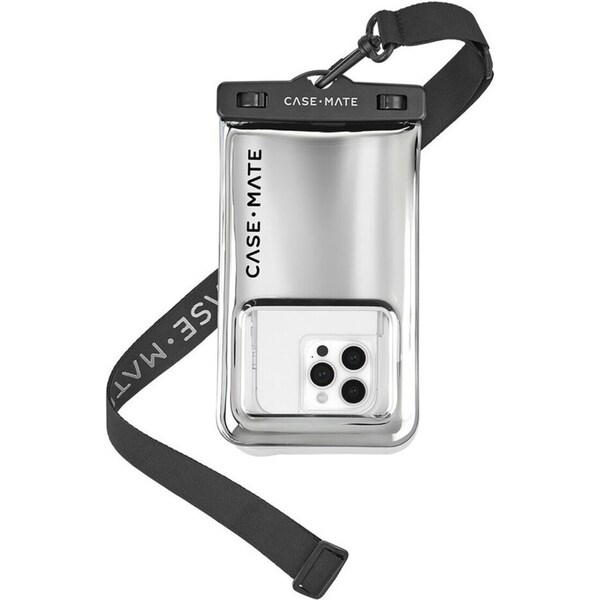 Case-Mate Waterproof Floating Pouch Universal Outdoor Phone Case Silver Chrome