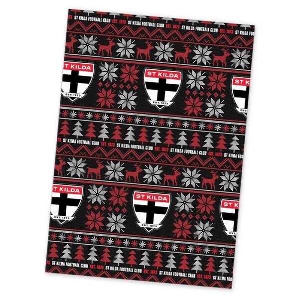 AFL Christmas Wrapping Paper - St Kilda Saints - XMAS - 49cm X 69cm