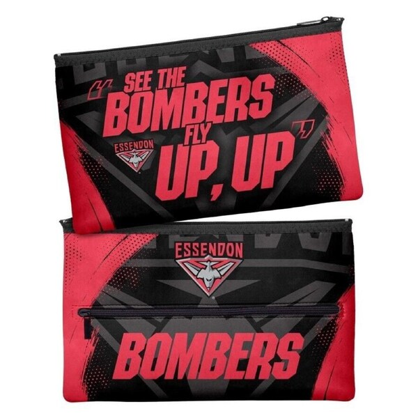 AFL Large Pencil Case - Essendon Bombers - Neoprene - 33cm x 21cm