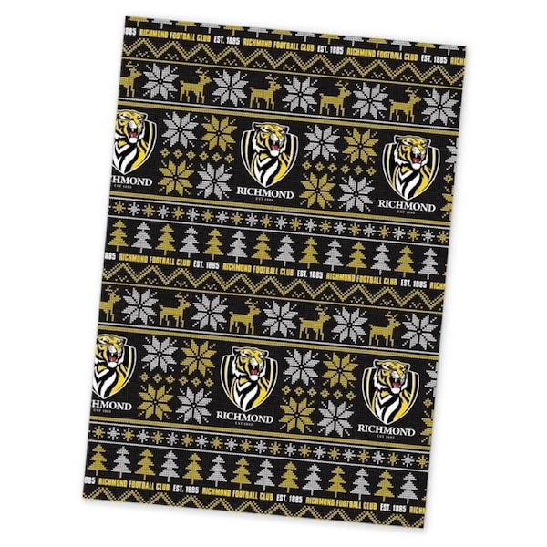 AFL Christmas Wrapping Paper - Richmond Tigers - XMAS - 49cm X 69cm