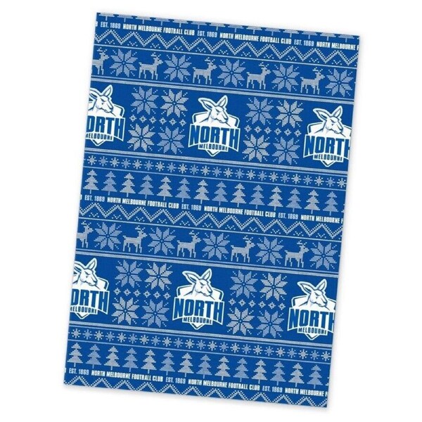 AFL Christmas Wrapping Paper - North Melbourne Kangaroos - XMAS - 49cm X 69cm
