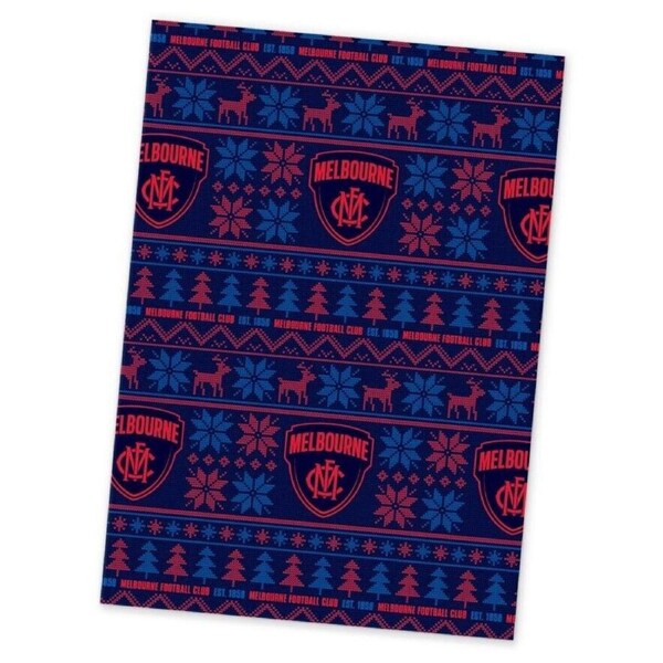 AFL Christmas Wrapping Paper - Melbourne Demons - XMAS - 49cm X 69cm
