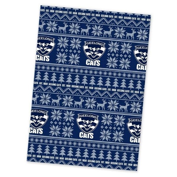 AFL Christmas Wrapping Paper - Geelong Cats - XMAS - 49cm X 69cm