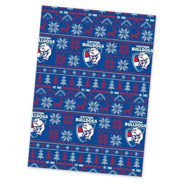 AFL Christmas Wrapping Paper - Western Bulldogs - XMAS - 49cm X 69cm