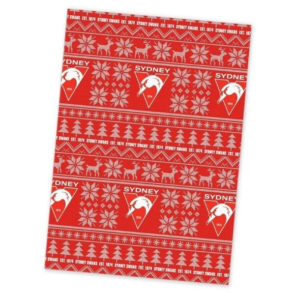 AFL Christmas Wrapping Paper - Sydney Swans - XMAS - 49cm X 69cm
