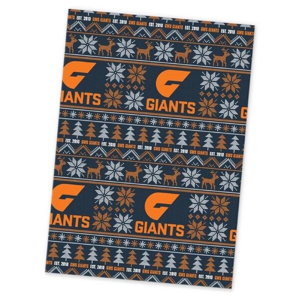 AFL Christmas Wrapping Paper - GWS Giants - XMAS - 49cm X 69cm