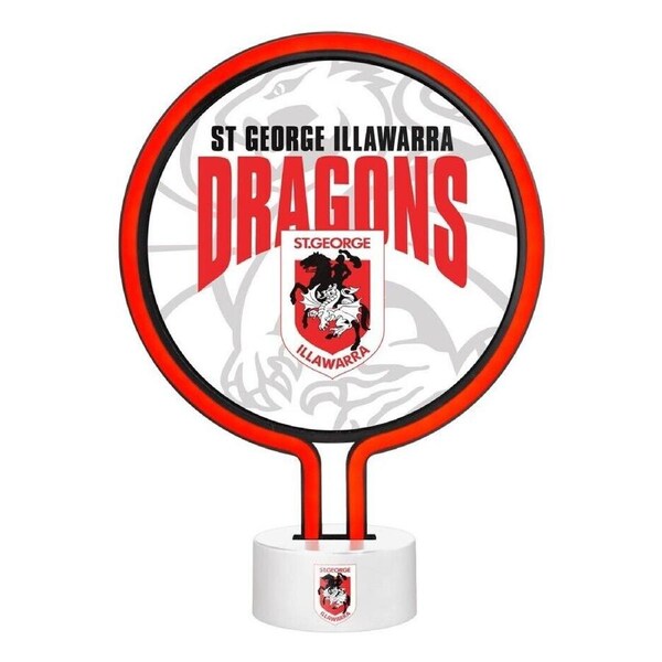 NRL Neon Light - St George Illawarra Dragons - 30 x 21.5 x 8.5cm - Team Logo