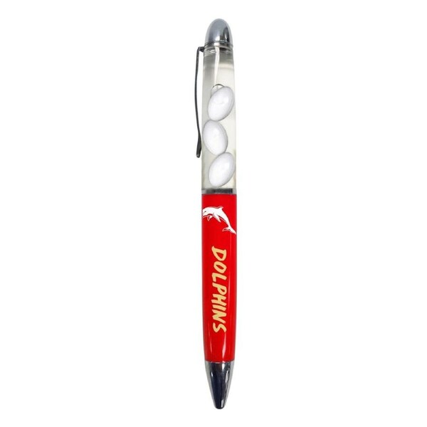 NRL Floating Pen - Dolphins - Twist Open - Black Ink