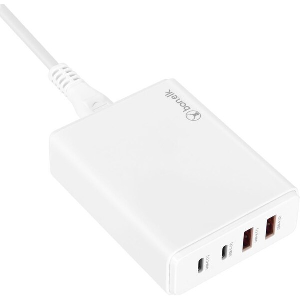 Bonelk 65W USB-C/USB-A Desktop Charger Port Adapter For Laptop/MacBook White