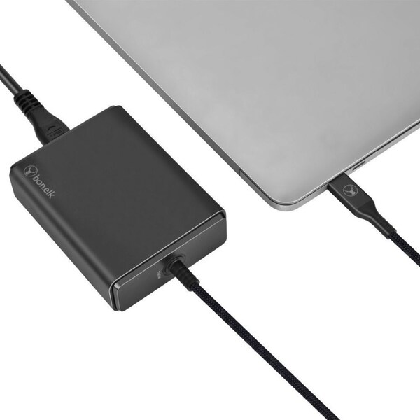 Bonelk GaN Desktop Charger USB-C LL Cable PD 3.0 100W For MacBook Black