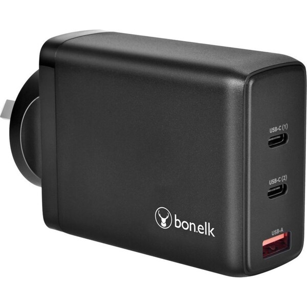 Bonelk 100W PD GaN USB-C/USB-A Wall Charger Adapter For Phone/Tablet Black