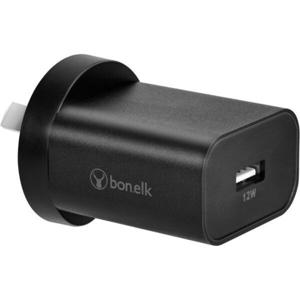 Bonelk 12W USB-A Wall Charger Power Adapter For Phone/Tablet/Camera Black