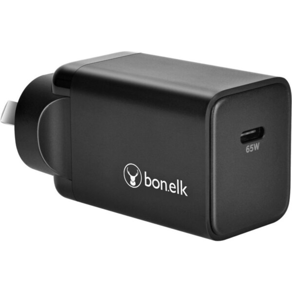 Bonelk 65W PD USB-C GaN Wall Charger Power Adapter For Phone/Tablet Black