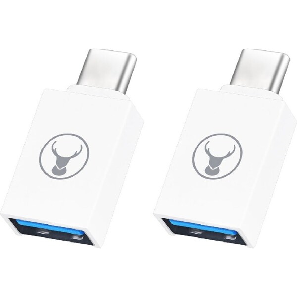 2x Bonelk 5Gbps USB-C to USB-A 3.0 Adapter/Connector For Laptop/Computer White
