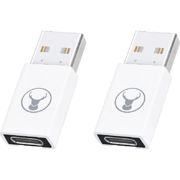 2x Bonelk 5Gbps USB-A to USB-C 3.0 Adapter/Connector For Laptop/Computer White