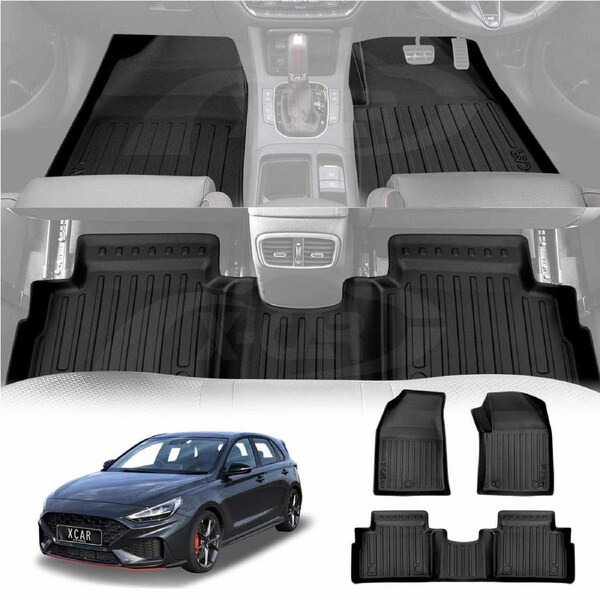 3D Floor Mats for Hyundai i30 Hatchback 2018-Onwards Heavy Duty All Weather Front Rear Car Mats Carpet Liner