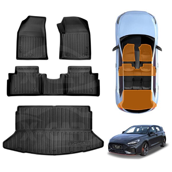 Floor Mats Boot Liner for Hyundai i30 Hatchback 2018-Onwards Non Height Ajustable Boot All Weather Heavy Duty Cargo Car Trunk Luggage Tray
