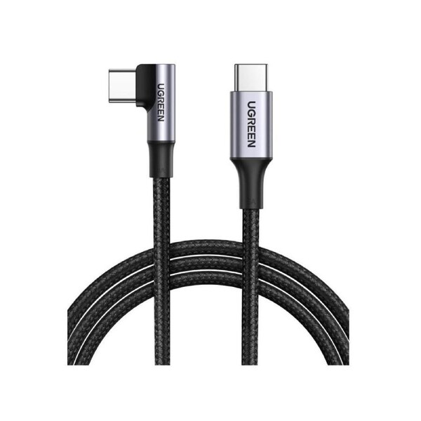 UGREEN 90 Degree Angle USB C Male to USB C Male 100W Braided Cable 1m