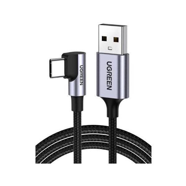 UGREEN 90 Degree Angle USB C Male to USB A Male Braided Cable 1m