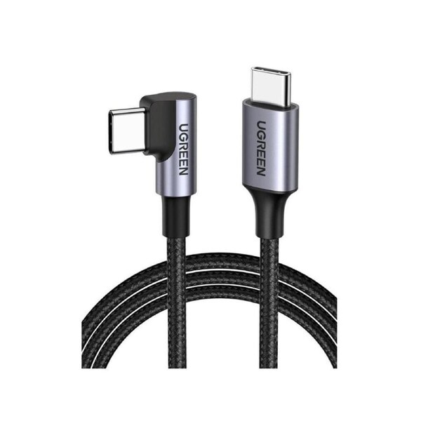 UGREEN 90 Degree Angle USB C Male to USB C Male 60W Braided Cable 1m
