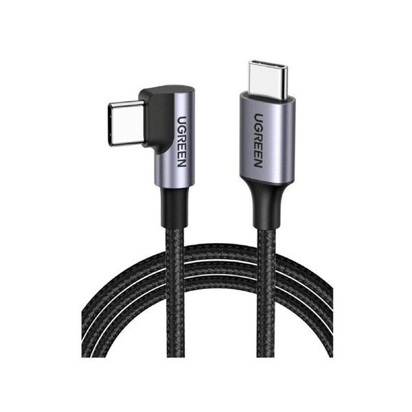 UGREEN 90 Degree Angle USB C Male to USB C Male 60W Braided Cable 2m