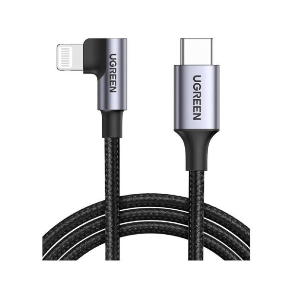 UGREEN 90 Degree Angle USB-C Male to Lightning 60W Braided Cable 2m