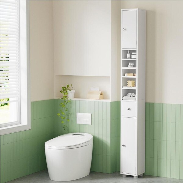 Artiss Bathroom Storage Cabinet 180cm Tall Slim Floor Cupboard Toilet Narrow Linen Tower