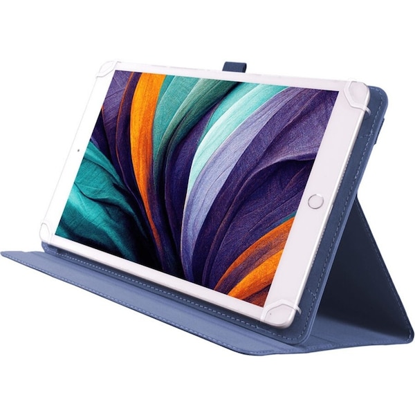 Techxtras PU Leather Built-In Tri-Folding Universal Tablet Case 9"-11" Navy