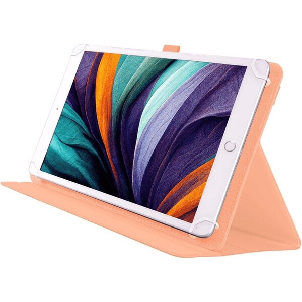Techxtras PU Leather Built-In Tri-Folding Universal Tablet Case 9"-11" Peach
