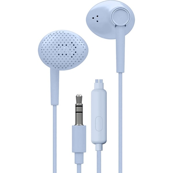 Liquid Ears Everyday 3.5mm Wired Bud Comfortable Earphones w/ Mic Blue