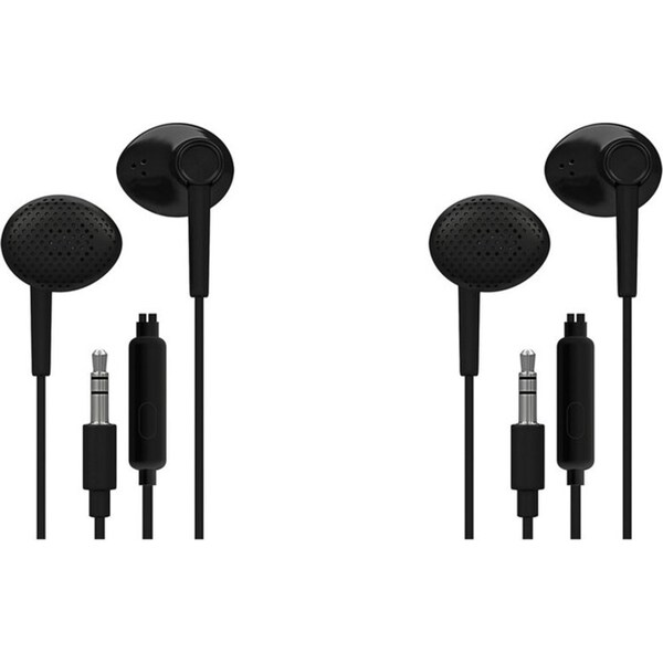 2x Liquid Ears Everyday 3.5mm Wired Bud Comfortable Earphones w/ Mic Black