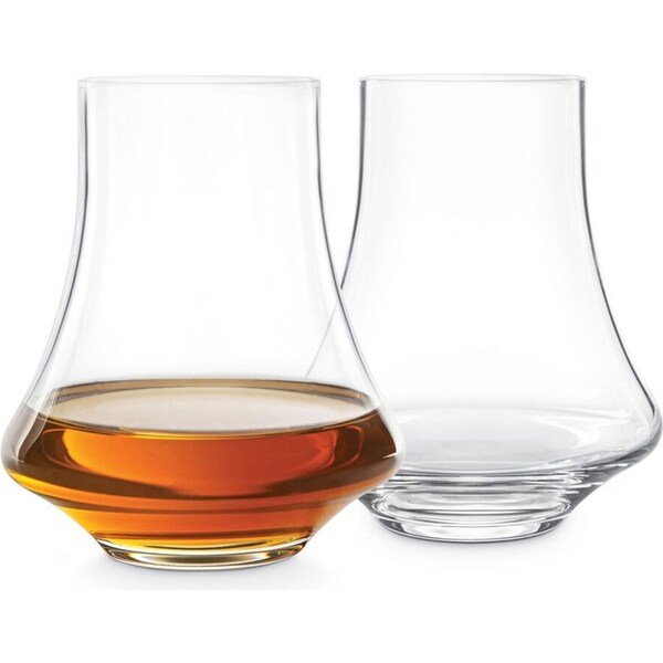 2pc Final Touch Revolve Roll & Spin Spirits Glass Set Rum Drinkware Clear