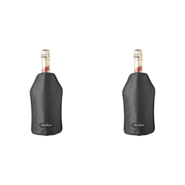 2x Final Touch Nylon Leak-proof Wine/Liquor Bottle Chiller/Cooling Sleeve Black