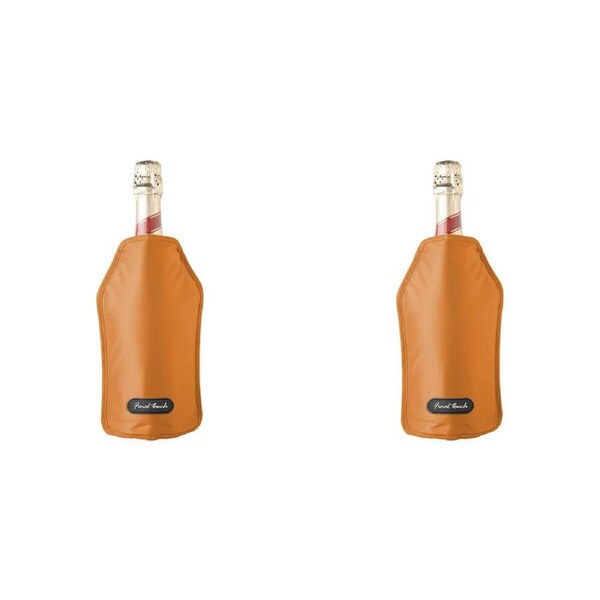 2x Final Touch Nylon Leak-proof Wine/Liquor Bottle Chiller/Cooling Sleeve Orange